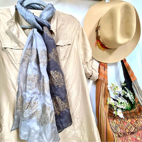 Enchanting Gypsy OMBRA silk henna tattoo vibe boho scarf/wrap w hippy vibe - Picture 3 of 16